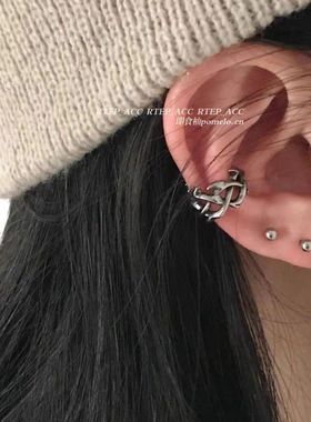 RTEP 暗黑系小众设计荆棘甜酷复古枪黑色镂空不规则耳夹耳骨夹