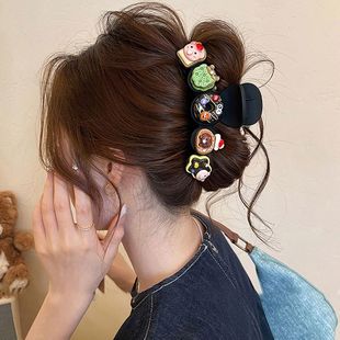 可爱卡通挎包小熊抓夹后脑勺对称盘发布艺鲨鱼格子蝴蝶结发夹头饰