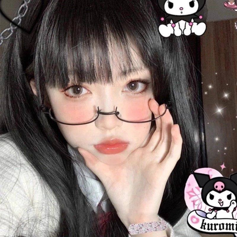 下半框禁欲风装饰无镜片眼镜网红二次元御姐女jk软妹镜架太阳眼镜