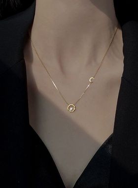 日月相连项链女ins小众设计轻奢高级感学生闺蜜配裙子气质锁骨链