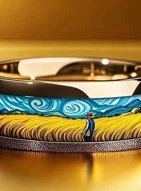 钛钢戒指梵高孤独与希望小众设计高级感情侣百搭时尚指环潮流配饰