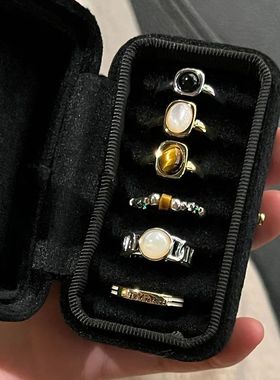 复古戒指女洋气冷淡风高级感小众独特中古装饰虎眼石女生闺蜜指环