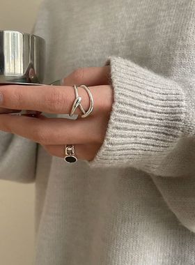 潮复古不规则戒指女小众设计时尚高级感开口套装指环个性简约手饰