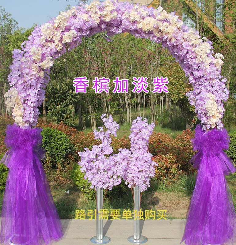 新款婚庆仿真樱花花门幸福门绢花开业活动店庆典结婚花门拱门架子