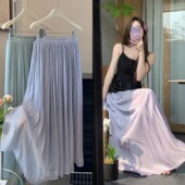 海岛丝大裙摆波光感半身裙女夏季 2026年新款 垂感长裙优雅紫色裙子