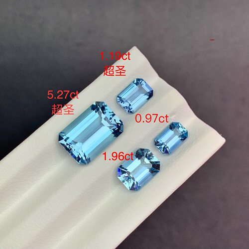 天然超圣玛利亚海蓝宝 全净玻璃体颜色浓艳 祖母绿切工可定制镶嵌