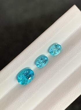 超精品巴西帕拉伊巴碧玺 超级霓虹蓝玻璃体 颜色饱和度极高代镶嵌