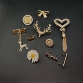 女包装 饰配件插扣挂件饰品金属diy手工编织小香风蝴蝶结动物白色