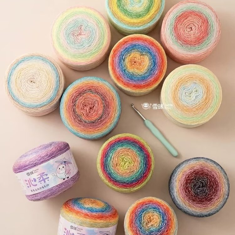 雪球300g沁柔羊毛长渐变段染DIY