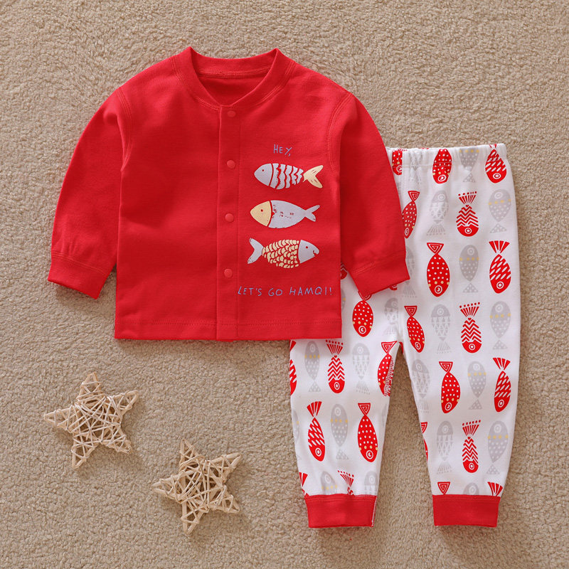 宝宝纯棉秋衣秋裤秋冬新生儿大红内衣套装婴儿满月百天1周岁衣服