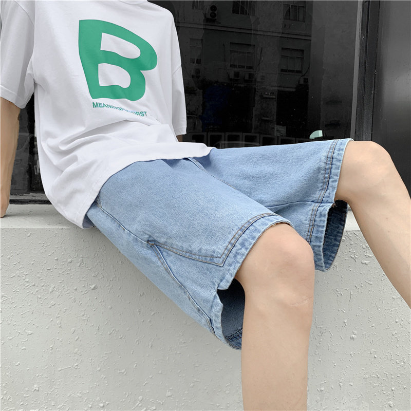 阔腿牛仔短裤男夏薄款2021新款直筒宽松五分裤ins潮D,男装牛仔裤,星座308B-2