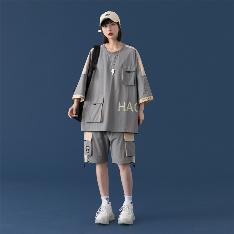 短袖t恤男女情侣运动套装夏季2021年新款时尚休闲两件套TZ12-P88，女装运动套装，星座308B-2