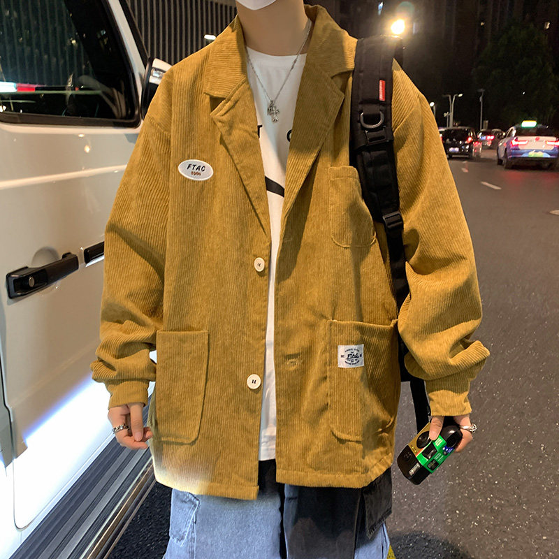 灯芯绒西装夹克男潮牌胖子休闲日系外套古着春秋XZ06-P60,男装西服,星座308B-2