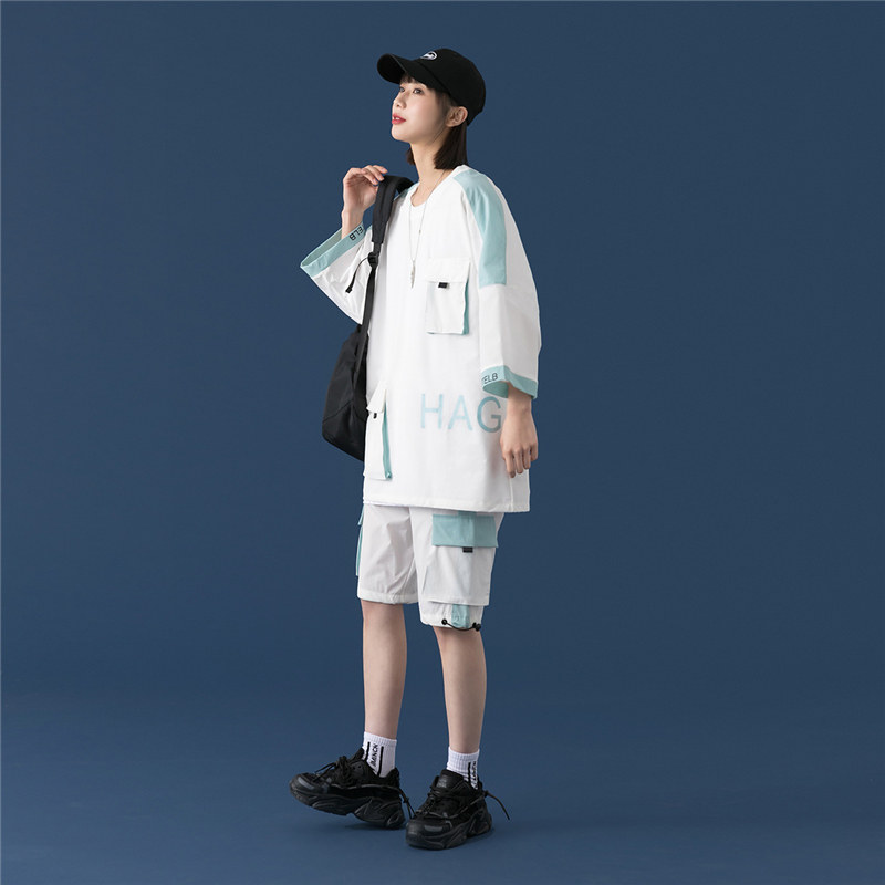 短袖t恤男女情侣运动套装夏季2021年新款时尚休闲两件套TZ12-P88,女装运动套装,星座308B-2