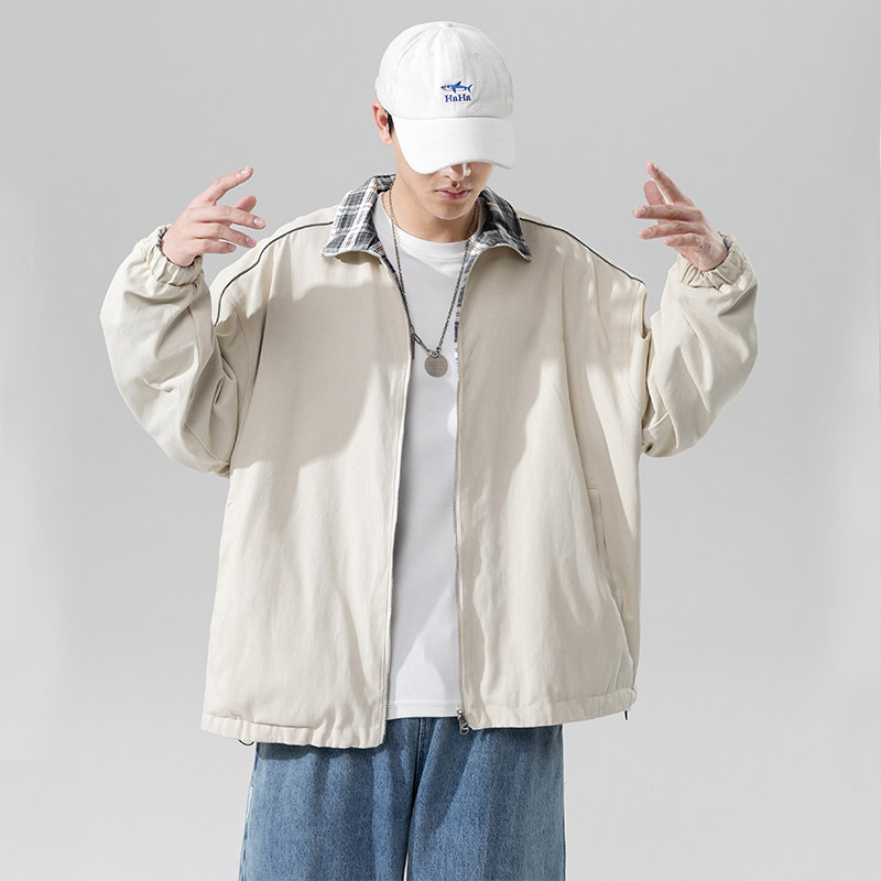 2023新款两面穿薄款外套男潮流ins风衣秋款韩版宽松夹克JK35-P50,男装夹克,星座308B-2