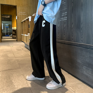 冰丝阔腿裤男夏季薄款直筒宽松美式hiphop裤子高街图片