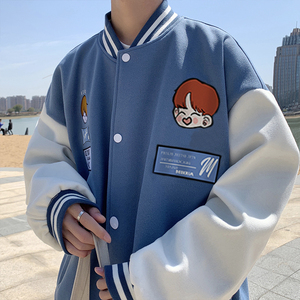 复古棒球服夹克2023秋新款韩版宽松撞色拼接学生外套JK0143-P50图片