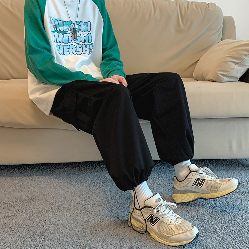 工装阔腿裤ulzzang宽松束脚直筒白裤子潮ins高街原宿风K0508-P40,男装休闲裤,星座308B-2