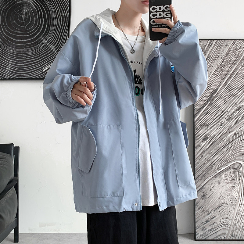 假两件外套男潮牌春秋季新款连帽棒球服休闲男装夹克JK0152-P55图片