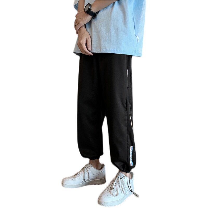 冰丝裤男2021夏季薄款宽松韩版潮流ins九分束脚休闲裤,男装休闲裤,星座308B-2