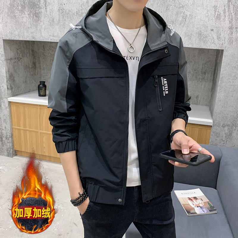 外套男士2023秋季新款休闲工装上衣服男装夹克JK2117-P68 加绒P78图片