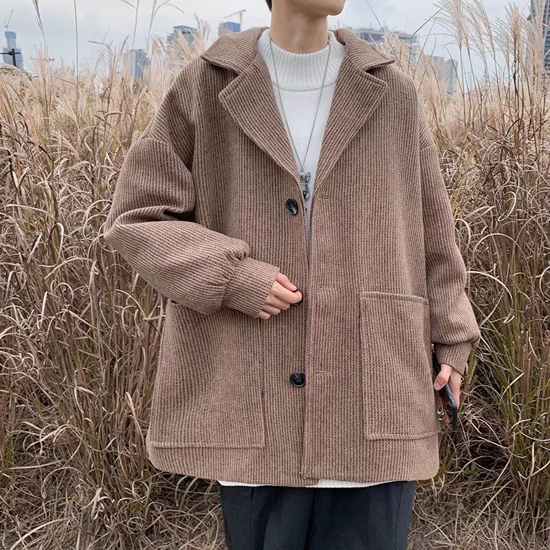 风衣男中长款2021新款秋冬灯芯绒大衣外套毛呢外套JK02021-P70,男装毛呢大衣,星座308B-2