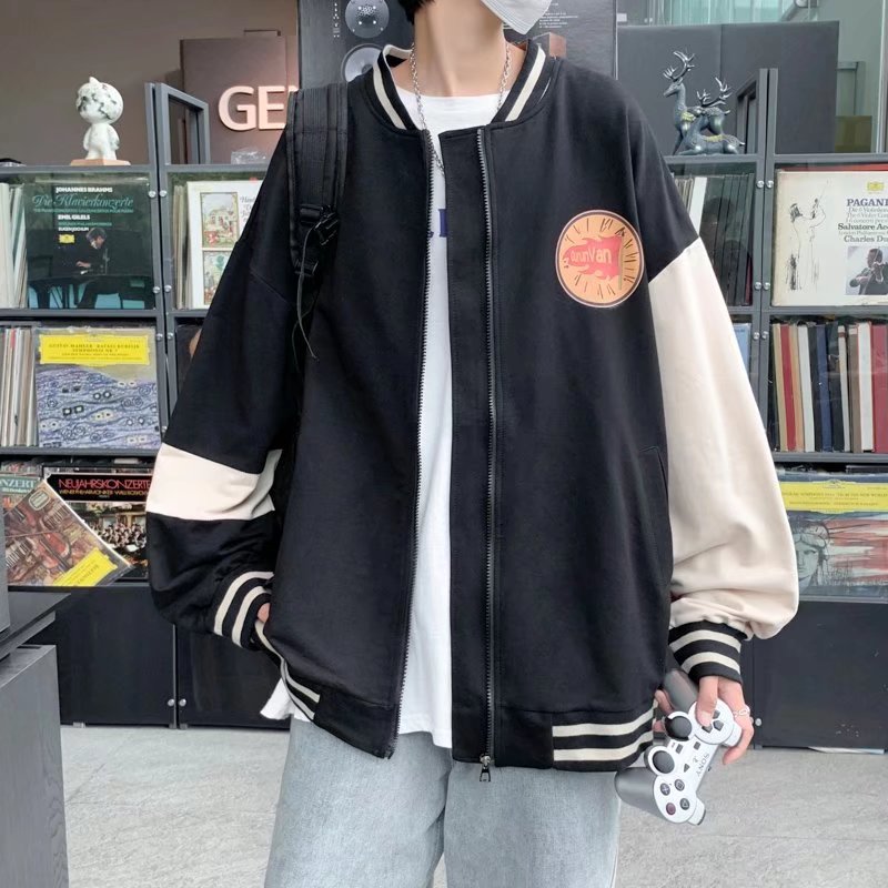 外套夹克男春秋季vintage宽松棒球领大码港风男装JK09072-P45,女装卫衣/绒衫,星座308B-2