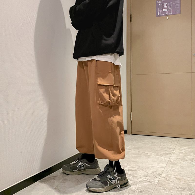 工装阔腿裤ulzzang宽松束脚直筒白裤子潮ins高街原宿风K0508-P40,男装休闲裤,星座308B-2