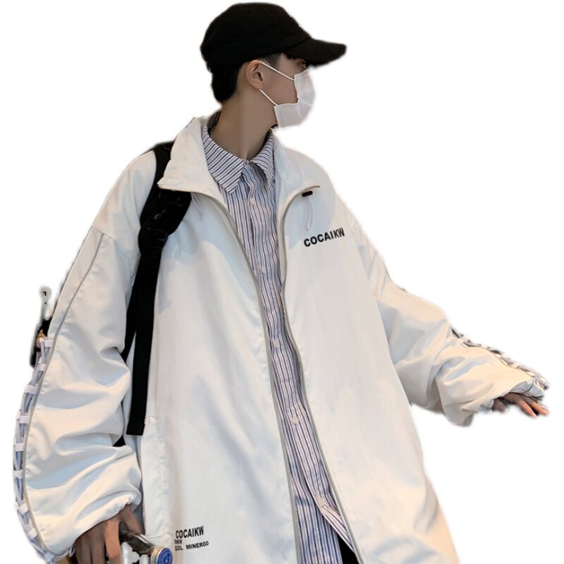 夹克外套男秋季新款ins痞帅百搭抽绳港风休闲立领上衣JK08701-P65,男装夹克,星座308B-2