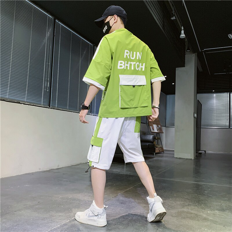 高品质工装套装男帅气夏季大码男装一套搭配运动夏装TZ12-P88图片