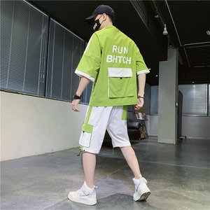高品质工装套装男帅气夏季大码男装一套搭配运动夏装TZ12-P88图片
