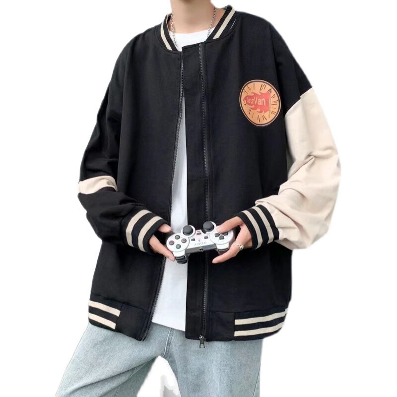 外套夹克男春秋季vintage宽松棒球领大码港风男装JK09072-P45,男装夹克,星座308B-2