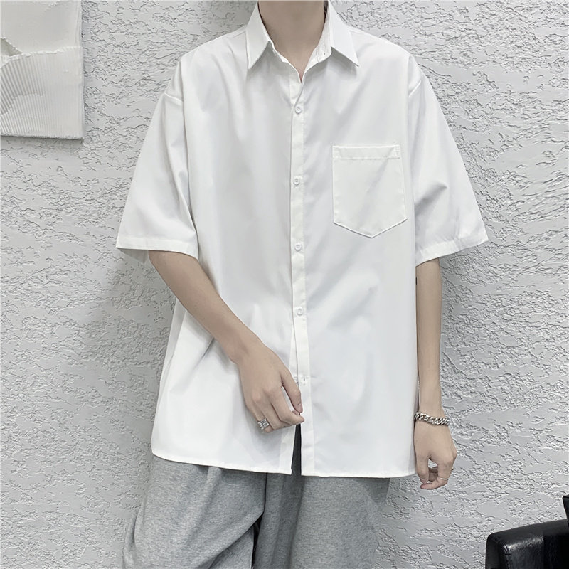 夏季短袖衬衫男白色潮流宽松班服（领带另加）CS709,男装衬衫,星座308B-2
