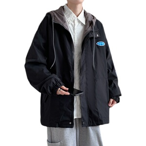 假两件外套男潮牌春秋季新款连帽棒球服休闲男装夹克JK0152-P55图片