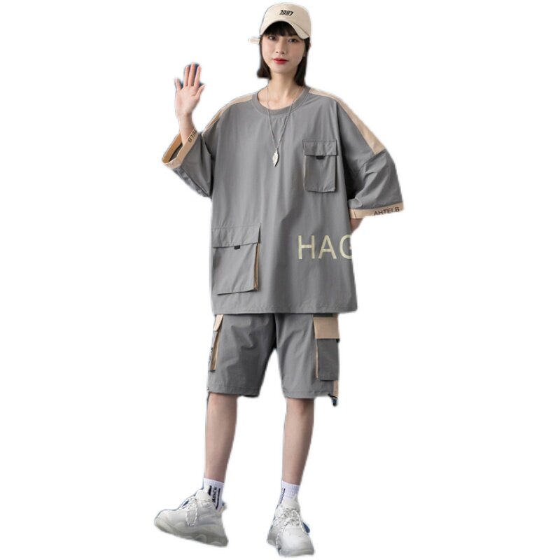 短袖t恤男女情侣运动套装夏季2021年新款时尚休闲两件套TZ12-P88,女装运动套装,星座308B-2