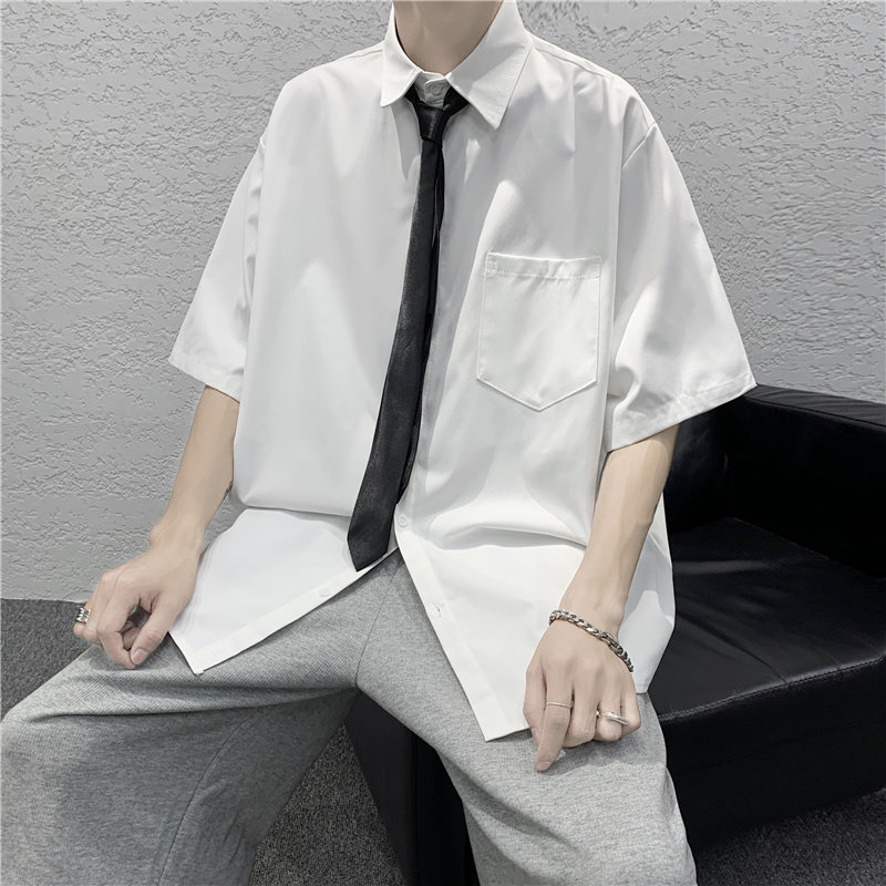 夏季短袖衬衫男白色潮流宽松班服（领带另加）CS709,男装衬衫,星座308B-2