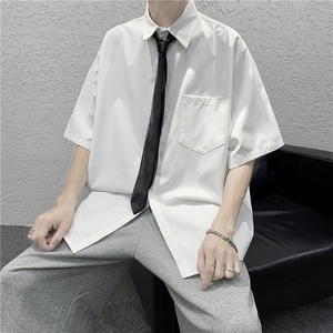 夏季短袖衬衫男白色潮流宽松班服（领带另加）CS709图片