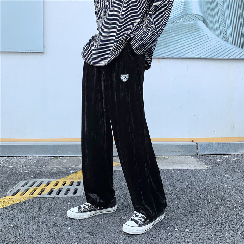 新款ins网红炸街裤子情侣个性渲染拼色宽松阔腿裤休闲裤,男装休闲裤,星座308B-2