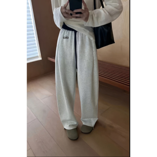 显瘦宽松垂感休闲 无痕腰弯刀阔腿裤 2025秋款 刺绣小标云感织带美式