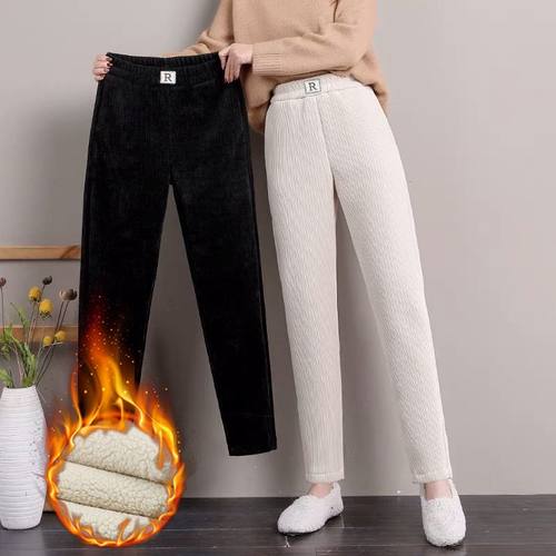 雪尼尔冬季加绒休闲裤子女