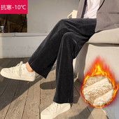 灯芯绒阔腿裤 女秋冬加绒加厚2021高腰宽松显高显瘦垂感直筒长裤