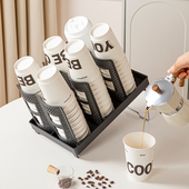 杯子收纳置物架轻奢一次性纸杯咖啡奶茶杯吧台餐边柜马克杯取杯器