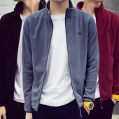 拉绒上衣男潮 摇粒绒卫衣加绒薄款 春秋男士 抓绒衣运动外套休闲开衫