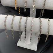 泰银十字架情侣手链镶钻镀纯银做旧十字花千玺朋克痞帅彩钻手环男