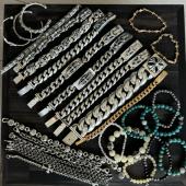 泰银粗款 圆环十字花男士 手链童花镀S925银星星嘻哈痞帅圣剑手环女