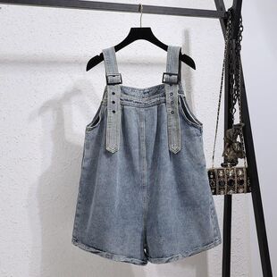 韩版 2025新款 ins阔腿裤 薄款 牛仔背带短裤 宽松显瘦百搭短裤 夏季