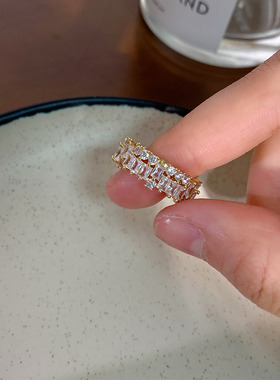 超闪超精致高级感排钻戒指女