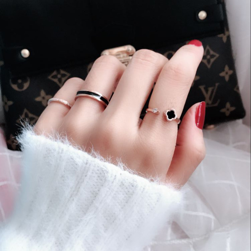 KOREAN VERSION OF TITANIUM STEEL INDEX FINGER RING FEMALE TIDE PERSON MALE TAIL RING SIMPLE ROSE GOLD COUPLE RING LETTERING CUSTOM PERSONALIZED
