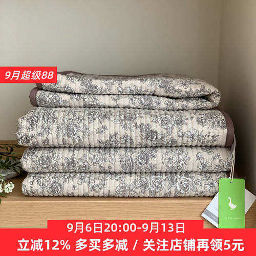 法式复古全棉床盖三件套加厚夹棉