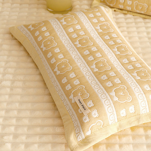 加厚小清新全棉三层纱儿童枕套